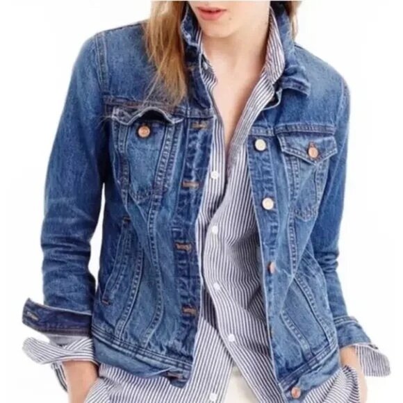 J Crew Women’s Trademark Denim Wash Jean Jacket - Sz S - Picture 1 of 10